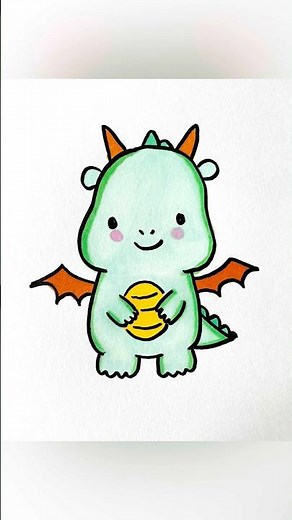 How to draw a baby dragon | easy drawing for kids #cartoon #artforkids #kidsvideo #diy #cutedrawing