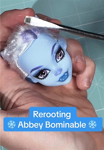 I got a little scissor happy with this Abbey 😬. Luckily, I wanted to reroot her anyway 😎 ❄️ #abbeybombinable #doll #monsterhigh #reroot #makeover @Monster High