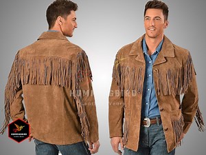 Men's Vintage Fringe Leather Western Jacket: Handmade Cowboy Rodeo Style - Etsy