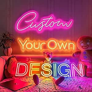 Custom Neon Signs, Personalized LED Neon Signs Customizable for Bedroom,Wall Decor, Wedding, Birthday Party, Bar Sign, Man Cave, Company Logo or Business Name Neon Lights Signs (Optional 20" to 55")