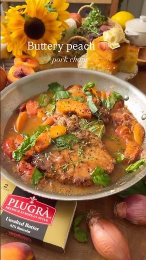 Peach Pork Chops with Brown Butter Pan Sauce | 40 Minute Skillet Dinner 🍑🧈 #summerfood #peach