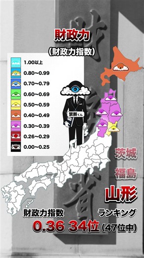 財政力（財政力指数） 都道府県別MAP | No200