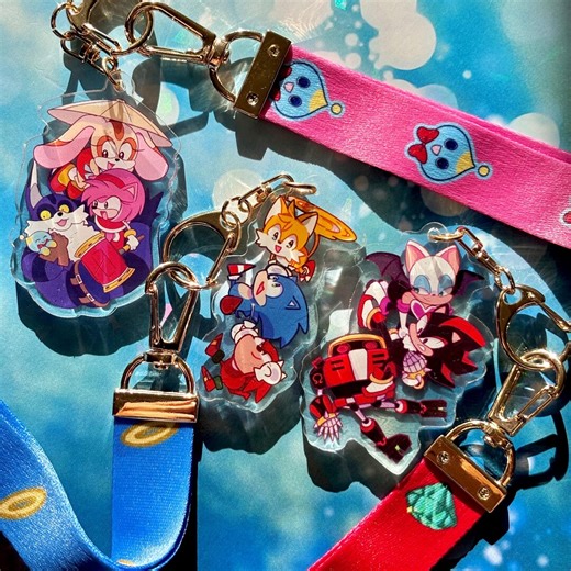 Sonic Heroes Team Sonic Rose Dark Keychain: Double-sided Acrylic Charm With Lanyard - Etsy