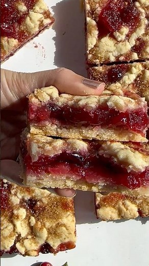 Cranberry bars with a buttery shortbread crust | recipe in description