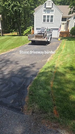 45K views · 4.4K reactions | ¾"-4.5" river rock border for this driveway in Hudson NH. Featuring @ants.trailers conveyor live floor and @bobcatofnewhampshire MT100 #hardscape #construction #homerenovation #landscaping #curbappeal #riverrock #erosion #ornamental | Rock-Pebble-Shears | Facebook