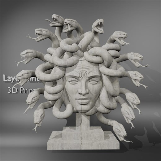 Medusa Snake Bust Statue STL File, Greek Mythology Gorgon Head 3D Print Model, Fantasy Decor, Printable Statue, Layermint3d - Etsy
