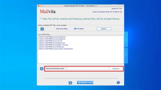 Merge Multiple PST files into a single file with Mailvita Merge PST for Mac