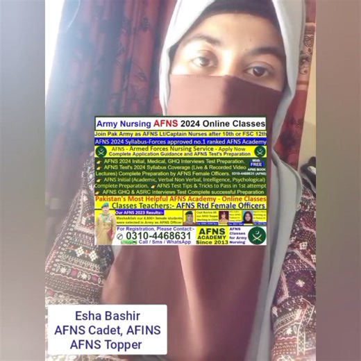 #JoinPakistanArmy #AFNS2024 🩺 You can join this after Fsc Pre-medical (50% Marks) • FSc Pre-medical (50% Marks) • Matric (60% Marks) • Height 4.7 feet • Age 16-25 Years 𝙅𝙤𝙞𝙣 𝙋𝙖𝙠 𝘼𝙧𝙢𝙮 𝙖𝙨 𝘾𝙖𝙥𝙩𝙖𝙞𝙣 𝙉𝙪𝙧𝙨𝙚 - 𝘼𝙧𝙢𝙚𝙙 𝙁𝙤𝙧𝙘𝙚𝙨 𝙉𝙪𝙧𝙨𝙞𝙣𝙜 𝙎𝙚𝙧𝙫𝙞𝙘𝙚 AFNS_Online_Classes_2024 ✅ Join Pakistan Army as Lt/Captain after 12th, you have to pass following Tests! (1) AFNS Initial Test (2) AFNS Medical Test (3) AFNS Interview Test ✔️ How to Pass AFNS Test's 2024? Join AFNS_O