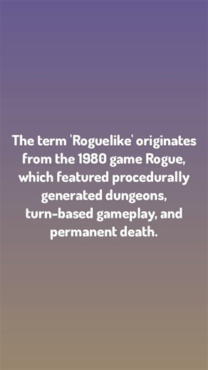 Spider Facts / The term 'Roguelike' originates from the 1980 game R...