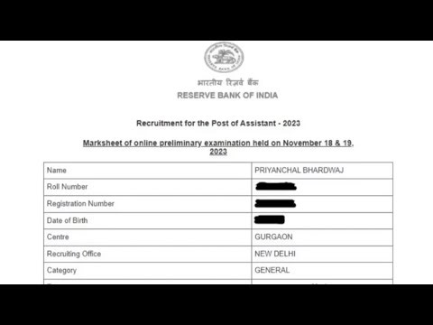 My RBI Assistant Prelims Last Year Scorecard.Sharing Work Experience of RBI Assistant #rbiassistant