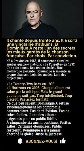 Dominique A: Le poète discret que seuls les initiés connaissent