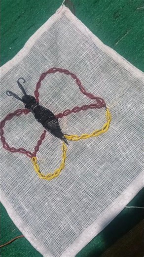 Beautiful butterfly design in chain stitch#art #stitching #youtubeshorts