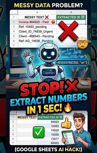 STOP EXTRACTING NUMBERS MANUALLY! Google Sheets AI Hack ❌🔢