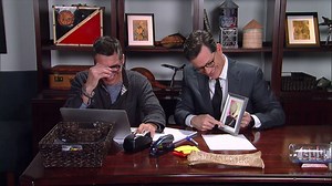 OUTTAKE: Sometimes, Stephen and Paul have a hard time keeping a straight face when they're shooting a cold open... WATCH THE CLIP THAT AIRED: http://bit.ly/2fiT9x6 | The Late Show with Stephen Colbert