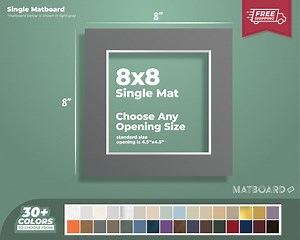 8x8" Premium Matboard - Choose Your Custom Matboard Size, Color, and Opening for Your Artwork and Photography! - Etsy