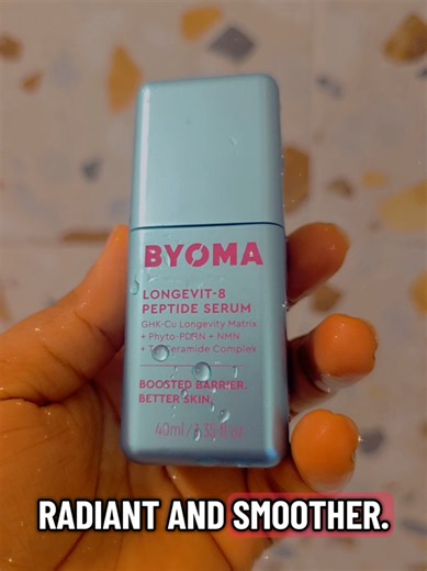 10-Day BYOMA Peptide Serum Results I tested the @byoma Longevit-8 Peptide Serum consistently before sharing my thoughts, and I’ve really noticed the difference in how hydrated, radiant and smooth my skin looks ✨ It’s formulated with a GHK-Cu Longevity Matrix with Copper Tripeptide to support and protect against visible signs of ageing, and it’s clinically proven to boost skin’s natural collagen by 225%. Lightweight, hydrating and easy to add into my routine — this one impressed me. #byoma #pepti