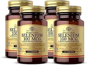 Solgar Yeast-Free Selenium 100 mcg - 100 Tablets, Pack of 4 - Supports Antioxidant & Immune System Health - Non-GMO, Gluten Free, Dairy Free, Kosher - 400 Total Servings