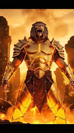 LION GOD UNLEASHED! 🦁 Man to Beast Epic Gold Armor Transformation | Cinematic AI Short