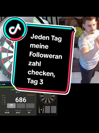 Ich hab mir was vorgenommen 🎯 Jeden Tag versuche ich meine aktuelle Followerzahl in einem Leg zu checken. Mal sehen, wie lange das noch gut geht 👀🔥“ Tag 3 Aktueller Stand: 814 (vor der Videoaufnahme) #DartTok #DartsChallenge #FYP #DartsLife #Viral