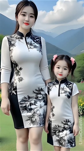 Beautiful Mom and Cute Daughter Walk in Nature Together