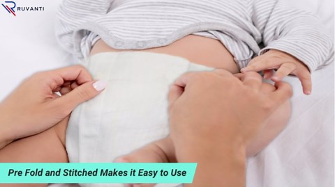 Ruvanti 10 Pack Newborn White Cloth Diapers - 100% Organic Cotton Pre Fold Cloth Diapers, Reusable Baby Diapers, Extra Large 13X19 inch Burp Clothes for Baby Girl, Boy, Toddler,