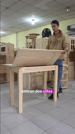 Mesa libro de madera de pino extensible #muebles