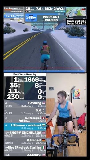 Zwift Cycling Workout Short 24.01.2026 zs #zwift #cycling #indoor #trainer #roadbike #mtb #cardio