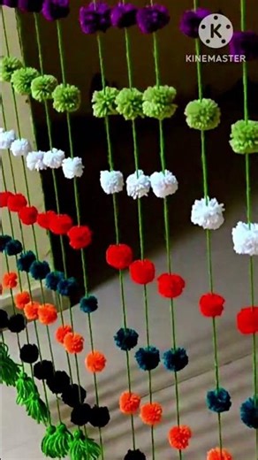 DIY POM POM DOOR HANGING l Woolen Curtain l How To Make Door Hanging Toran l Woolen Craft Ideas