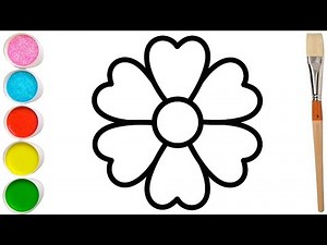 How to Draw a Flower for Kids | Coloring and Painting of a Flower