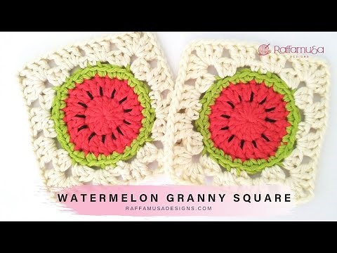 Watermelon Granny Square - Free Crochet Pattern | Raffamusa Designs