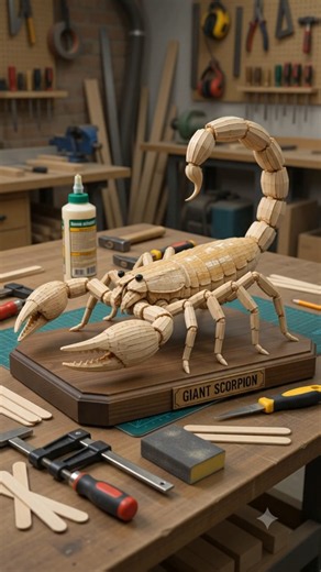 How to Make a Giant Scorpion with Popsicle Sticks 🦂🪵 | DIY Wooden Scorpion #viral #shorts #scorpion