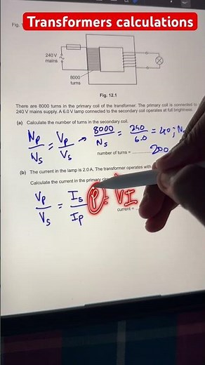 Transformers Calculations | #physics #transformers #scienceshorts #igcse #olevelphysics