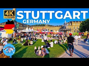 Stuttgart, Germany Evening Walk - 4K 60fps with Captions