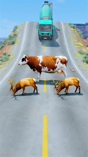 Colorfull Cars & Truck vs Cow & Deers Classic Characters - BeamNG.Drive