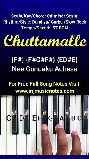 Chuttamalle Piano Notes | Keyboard Notes