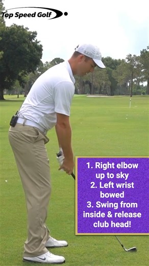62K views · 171 reactions | Struggling with coming over the top? Here's a tip: Focus on tucking in your right elbow and bowing your left wrist for that beautiful draw! #GolfTips ⛳️️ | Top Speed Golf - Clay Ballard Golf Instruction | Facebook