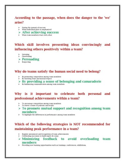 Team Building and Team Management COURSE ANSWERS IGOT KARMAYOGI
