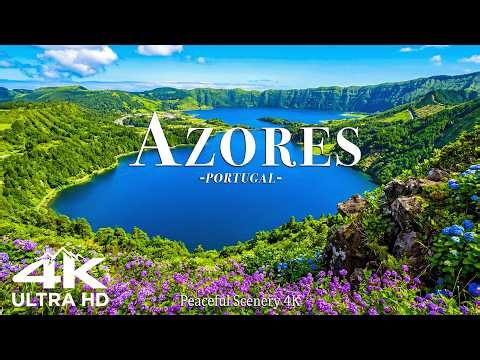 Azores 4K Video Ultra HD | Crater Lakes, Cliffs & Hydrangeas | Piano Music