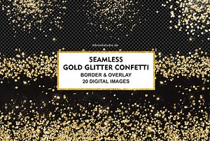 Seamless Gold Glitter Confetti Clipart - Borders Clip Art, Gold Shimmer, Confetti Overlay, Seamless Glitter Texture, COMMERCIAL USE - Etsy