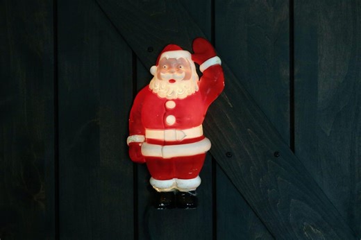 Glolite Plastic Light up Santa, Vintage Christmas Decor, Kitschy Cute Waving Santa Claus W/ Metal Backing, Holiday Mantel Decor, REPAIRED!! - Etsy