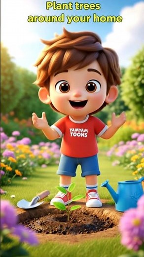 Cute Kids Plant Trees 🌱 Save Nature Fun Animation #planttree
