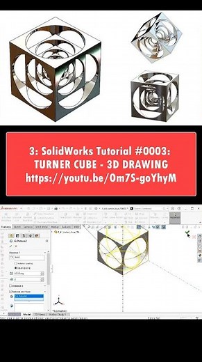 3: SolidWorks Tutorial #0003: TURNER CUBE - 3D DRAWING #solidworks #3d #cad #design #soliddesigns