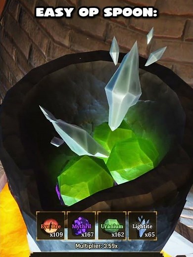 Easy Overpowered Spoon Recipe in The Forge #roblox #theforge