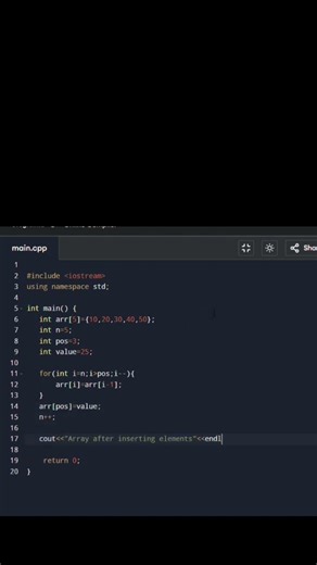 Inserting Element in Array|#cpp #techtaught #dsa #coding #programming #asthetic #asmr#tatasierra2025