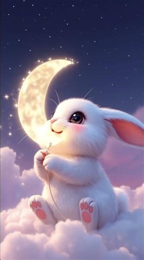 Cute Bunny on a Cloud 🐰☁️ Dreamy Moon Sleep Relaxation 😴