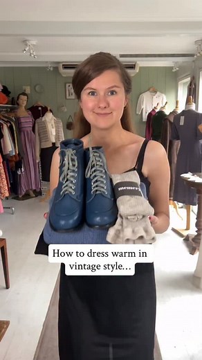 53K views · 1.9K reactions | Can you dress in vintage style while keeping warm in the winter? Absolutely❄️ @dittepip shows how to keep cozy and warm in a classic vintage style. Wearing my Anita wool tights, Gertrud 1940s style merino wool pull over and a pair of my 1940s style winter boots Rita Which vintage piece is your go to for staying warm in the colder months?略 | memery | Facebook
