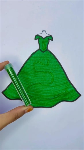 Barbie girl Princess dress 💚#youtubeshorts #kidsart #princess #dress #glitter #art