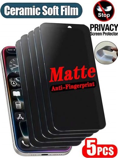 5pcs Matte Anti Peeping Ceramic Film Anti Glare And Anti Fingerprint Phone Screen Protector Compatible With IPhone 17 16 Pro Max/Compatible With Samsung Galaxy S26 S25 S24 Ultra FE A57 A37 A56 A36 A26 A17 A07/Compatible With Xiaomi 15T 14T 13T Poco X6 X7 X5/Compatible With Redmi 14C 13C Note 13 14 4G 5G Pro Office/Subway Privacy Protection Full Coverage Explosion-Proof, Scratch Resistant, Anti Spy Protective Film Does Not Support Fingerprint Recognition Soft Film [Non Glass] | SHEIN