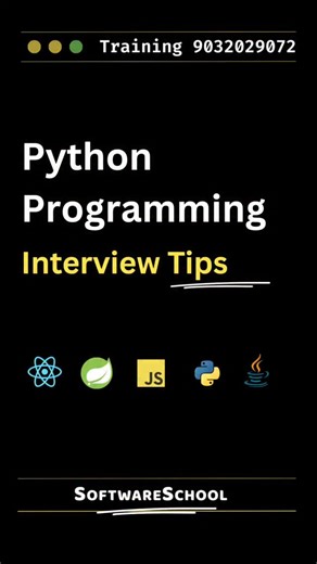 SoftwareSchool Coding Tutorials on Instagram: "❓ Python Interview Tip Ee point cheppagaligithe 💯 Python interview clear 🔥 Follow @softwareschool for real interview tips 💬 Comment “PYTHON” for more tips"