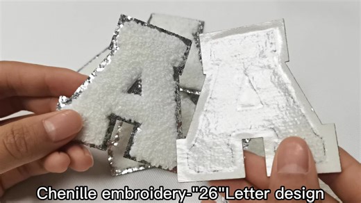 Bulk Wholesale Custom Letter Chenille Embroidery Patches Chenille Letter Patches Iron on Silver